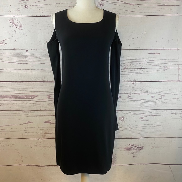 HELMUT LANG Sleeve Cutout Crepe Shift Dress - Picture 2 of 11